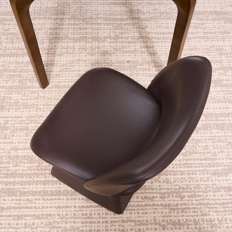 Chaise de salle à manger confortable et moderne en similicuir, Simili cuir brun foncé