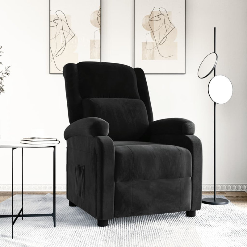 Recliner Chair Velvet, Black Velvet