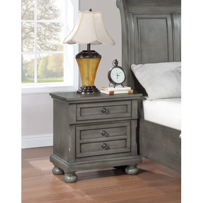 Table de chevet 2 tiroirs Meade, gris