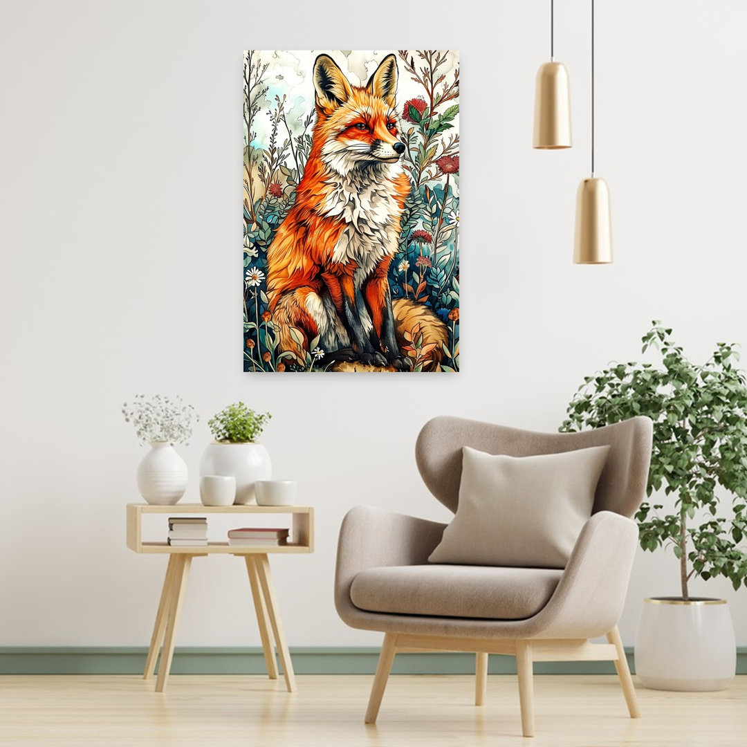 Whimsical Woodland Fox Rustic Serene Vibrant Fox Forest Nature Wall Art Print
