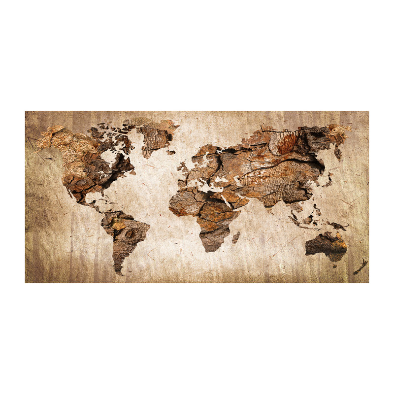 World Map Wood - Wrapped Canvas Print