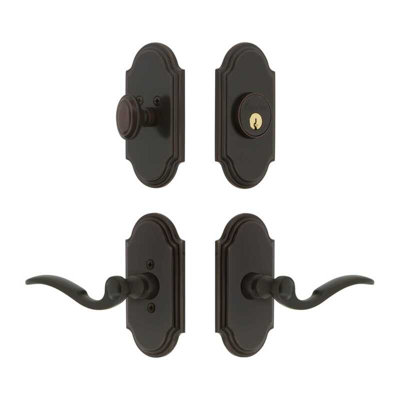 Grandeur Arc Short Plate Entry Set with Bellagio Lever in Antique Pewter