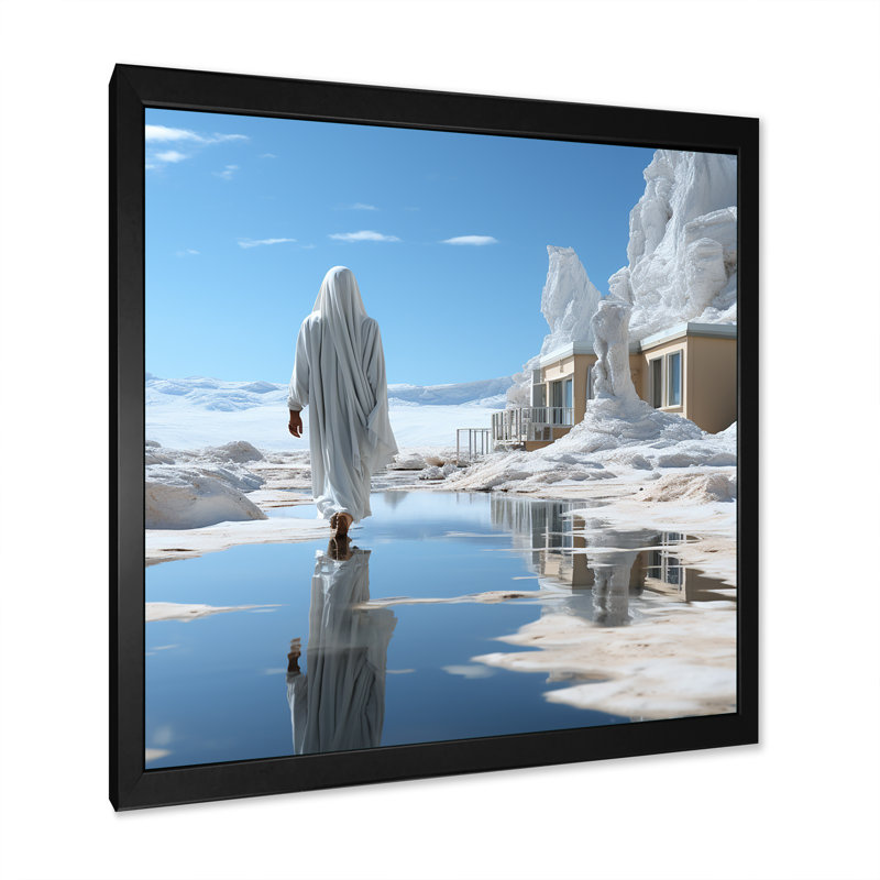 Désert de pèlerinage, "Hajj", sur toile, H 36 po x l 36 po x P 1,5 po, Cadre simple noir