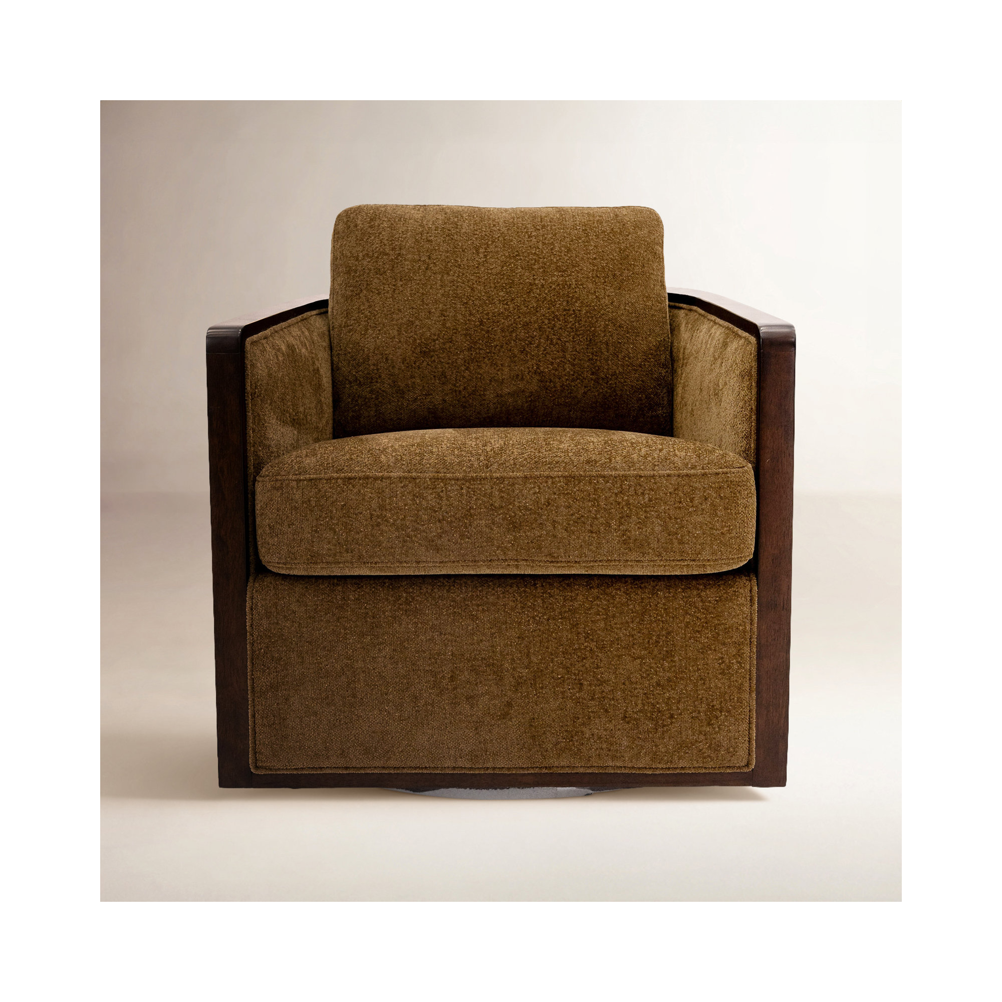  Clarisse Upholstered Swivel Chair, Dark Brown