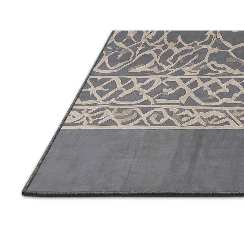 Tapis gris soyeux et moelleux, Rectangle 2 pi x 3 pi
