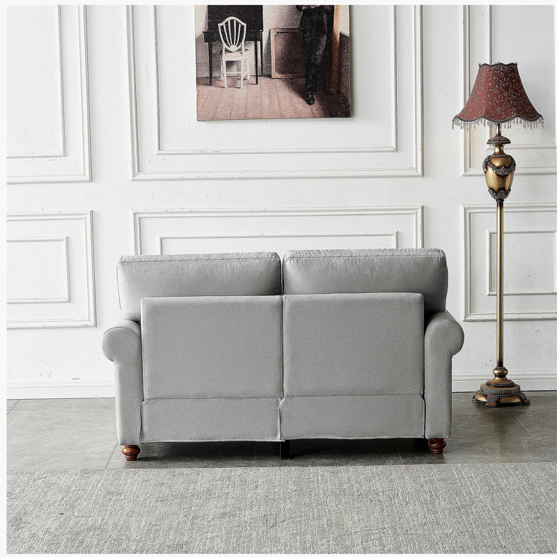Linen Fabric Upholstery with Storage Loveseat (Grey)