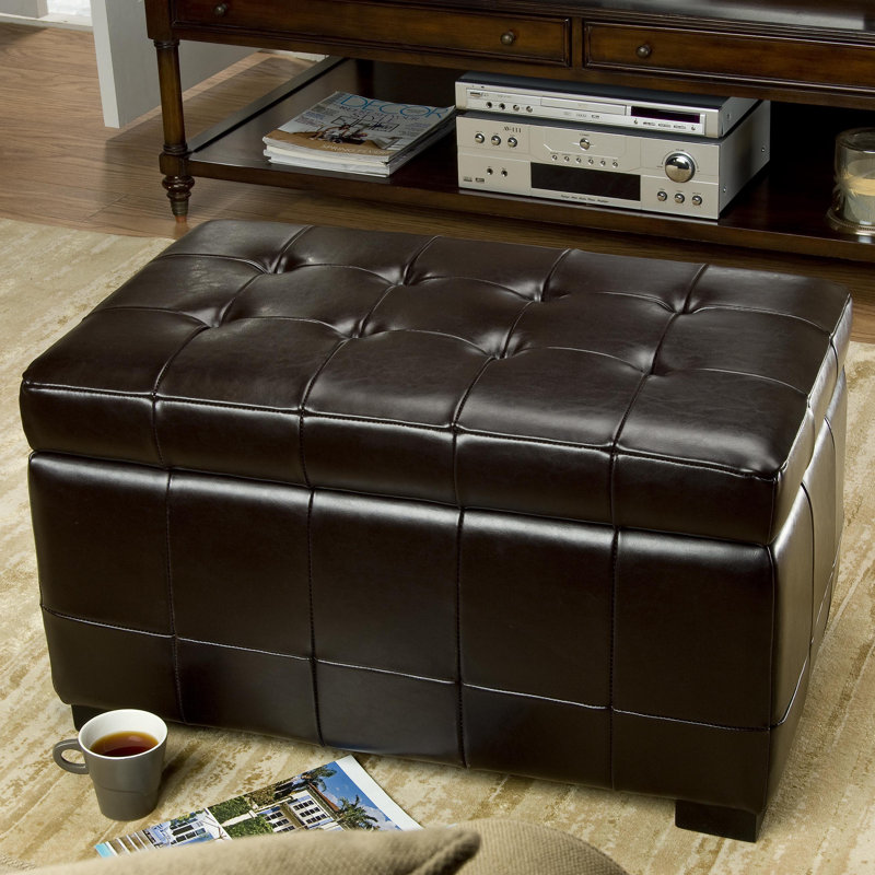Maiden Faux Leather Ottoman, Brown Faux Leather