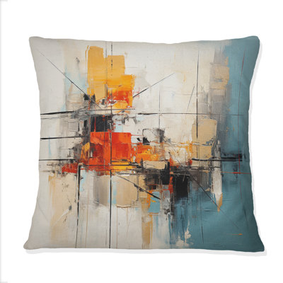 Teal Orange Bold Energy IV - Dams Printed Throw Pillow