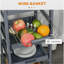 Chariot d'îlot de cuisine mobile avec tiroir inférieur et panier de rangement coulissant en fil métallique, gris