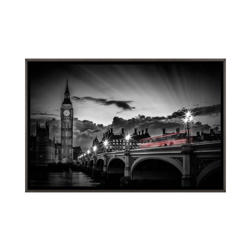 «London Westminster Bridge at Sunset» par Melanie Viola - impression, H 18 po x l 26 po x P 1,5 po, Pas de tapis