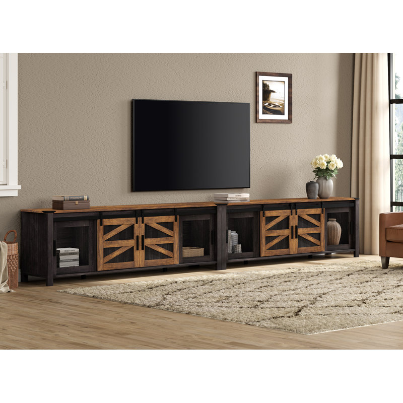 Gracie Oaks 2 In 1 TV Stand For 100 Inch, Dark Brown Wood