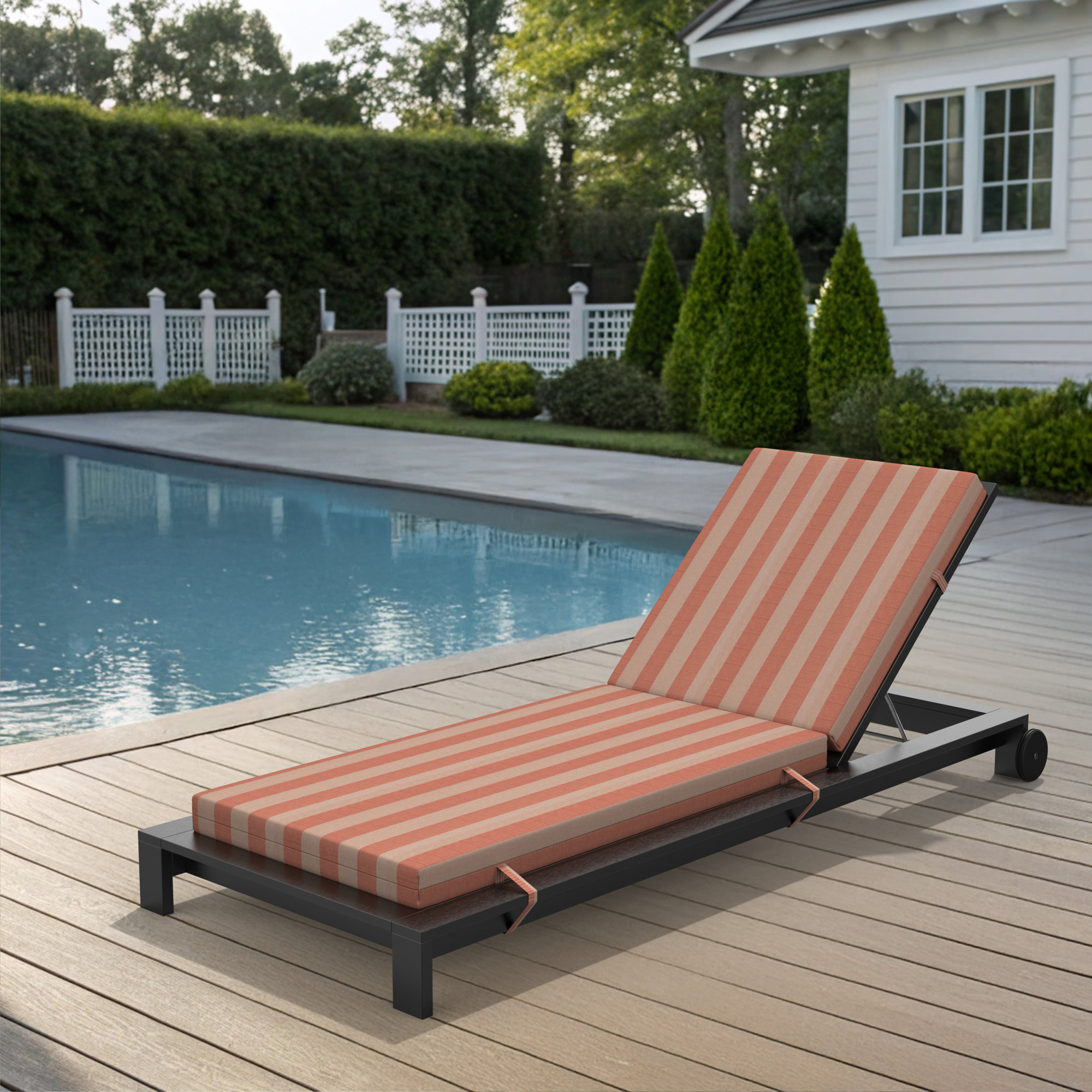 Lani Sunbrella Outdoor Chaise Lounge Cushion, 24" W x 45" D, Expressive Blush