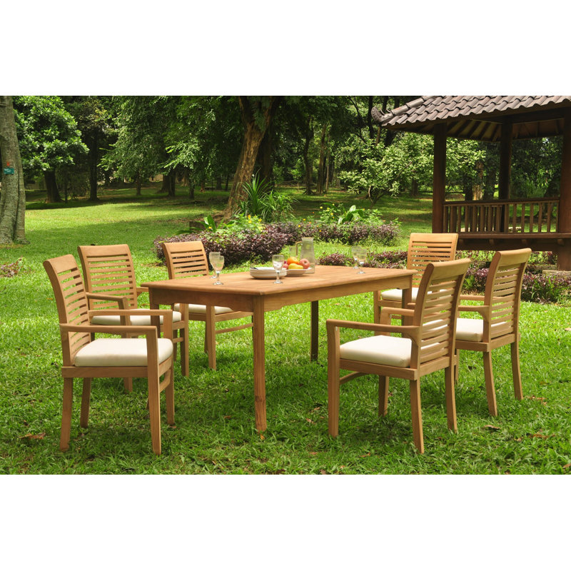 Ensemble repas 7 pièces teck Friedell, H 30 po x L 71 po x l 36 po