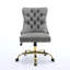 Chaise de bureau, fauteuil de bureau moderne capitonné en velours capitonné avec base en métal, chaise de bureau pivotante réglable-133338691