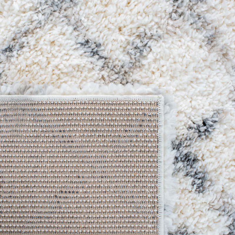 Adame Geometric Ivory/Gray Area Rug, Rectangle 3' x 5'
