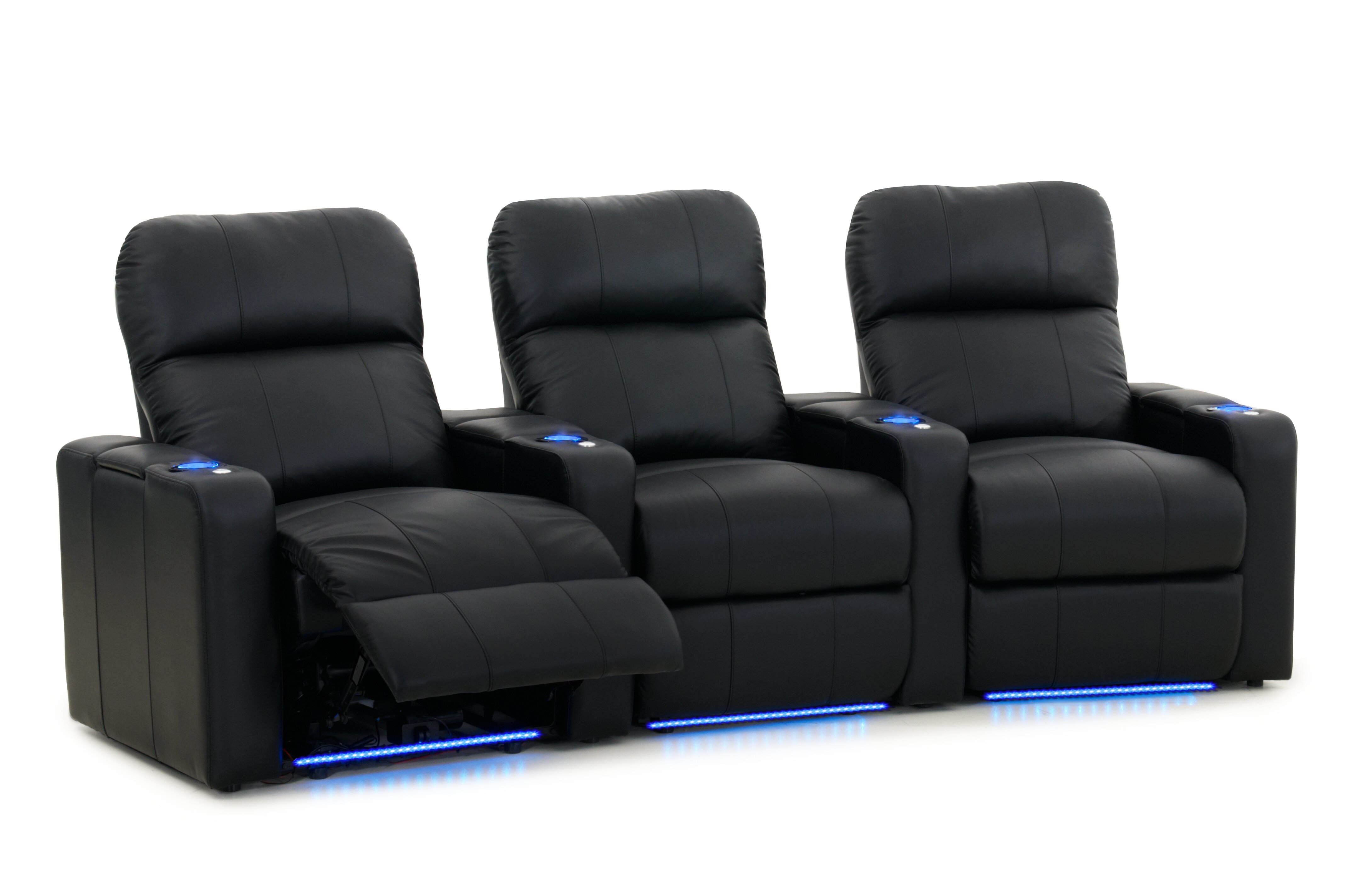 OctaneSeating Turbo Upholstered Home Theater Seating with Cup Holder ...