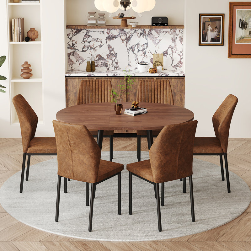 Ensemble de table de salle à manger extensible de 42 à 54 po avec chaises rembourrées confortables