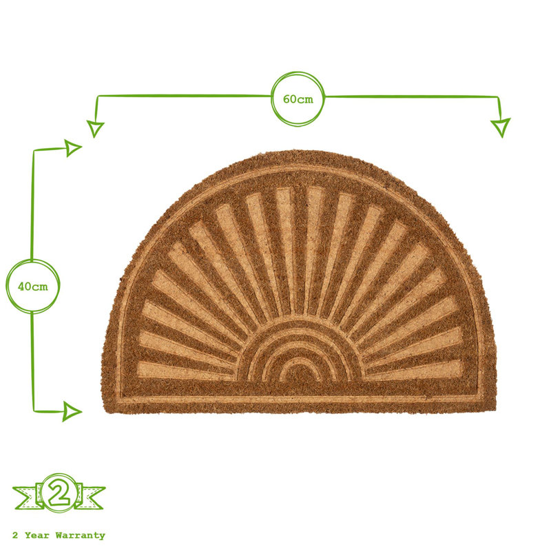 Nicola Spring - Coir Half Moon Door Mat - 60 x 40cm - Embossed