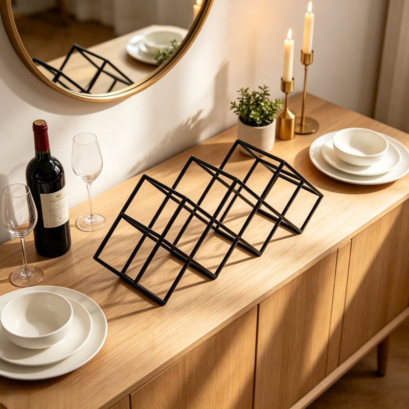 Support à vin de table en métal à motif géométrique Modern