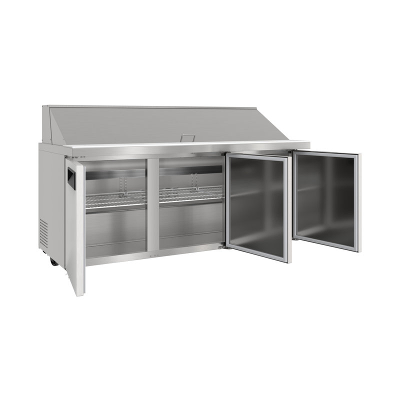 70 in. Commercial 3 Door Refrigerated Mega Salad and Sandwich Prep Table, 30 Pan Capacity and 22 Cubic Feet of Storage