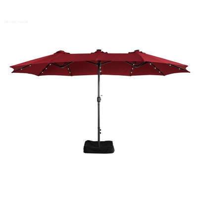 Parasol de marché rectangulaire avec base et couvercle l 15 pi x P 9 pi