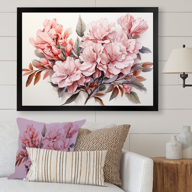 Rhododendron Rêve de minimalisme I - Art mural de salon Rhododendron, Cadre simple noir, H 30 po x l 40 po x P 1,5 po
