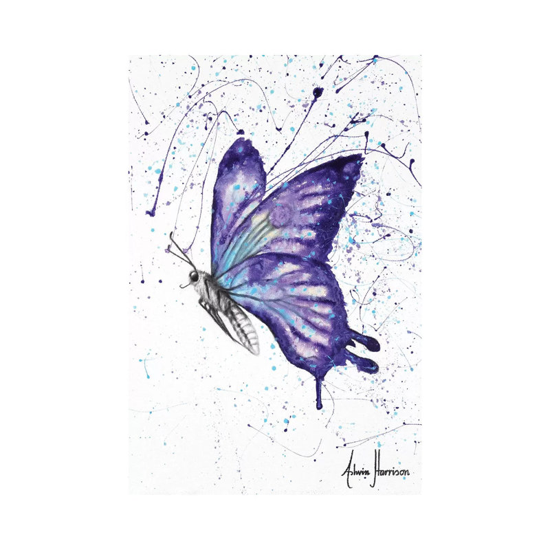 Lavender Butterfly by Ashvin Harrison - Print on Canvas, 20.32 cm H x 30.48 cm W, Wrapped Canvas
