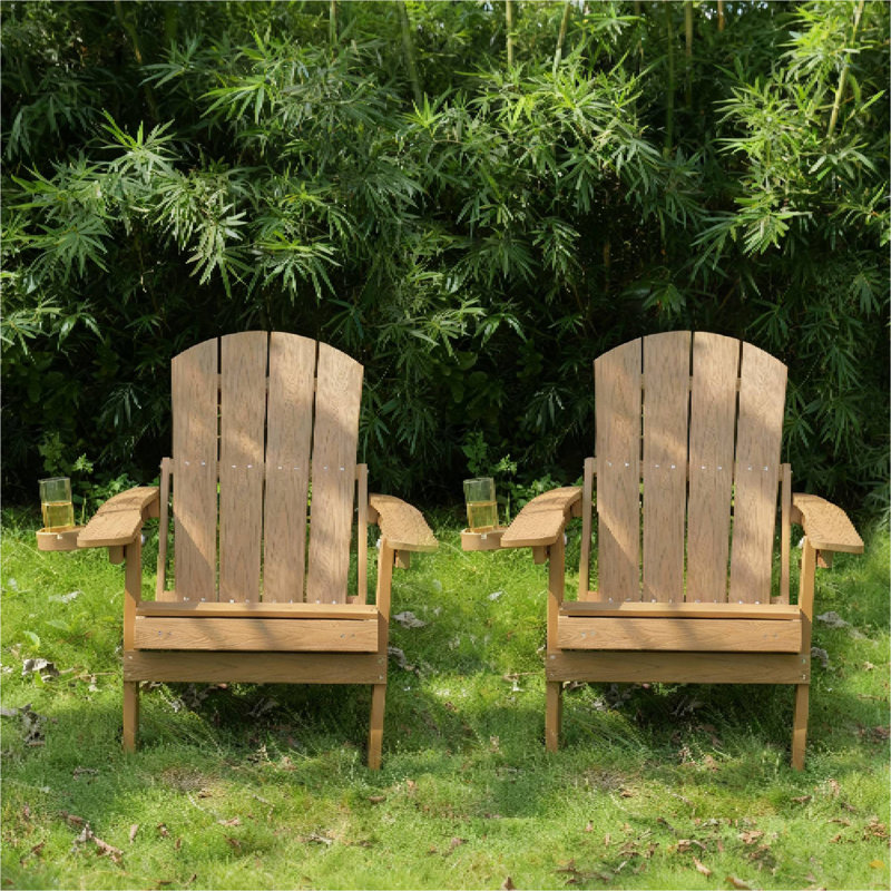 2-Piece All-Season Outdoor Lounge Chairs for Patio & Garden Leisure, Teak