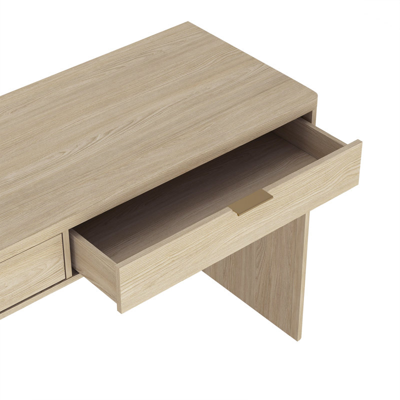 Bureau Evelyn moderne à 2 tiroirs de 152 cm (60 po) de couleur beige, Natural