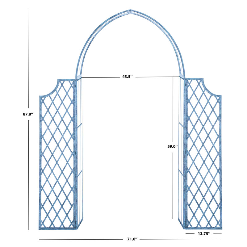 Antique Blue Iron Garden Arbor with Arch Design