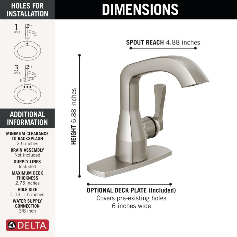 Single Handle Bathroom Faucet, Lumicoat  Stainless