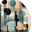 «Blue and Black Symmetry In Motion II», art mural rond géométrique abstrait sur métal-88599409