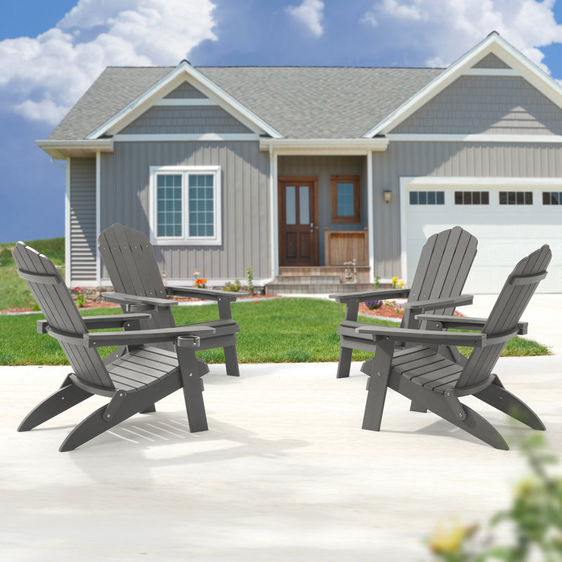 Chaise Adirondack pliante en résine en plastique Adirondack, Gris