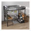 Lit mezzanine double avec bureau à chargement USB - structure en métal lourd, 4 tiroirs cachés, support de rangement pour escalier de conception noire peu encombrante pour adultes / adolescents avec prises de courant (noir)