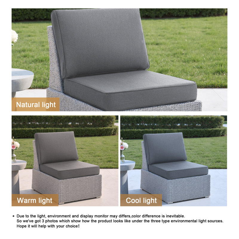 Sunbrella Square Outdoor Seat/Back Cushion for Patio Furniture, SMOKY GRAY