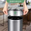 Poubelle à couvercle ouvert 17 gallons / 65L, poubelle commerciale en acier inoxydable, grande poubelle ronde avec seau intérieur pour bureau de cuisine