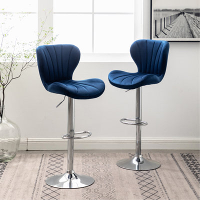 Fauteuil pivotant bleu, 2 pièces - Design contemporain avec repose-pieds réglable en hauteur et fonctionnel, rembourrage en mousse épaisse, gracieux