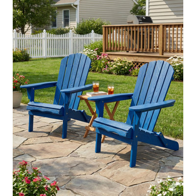 Chaise de patio pliante Adirondack en bois massif avec grain de bois en relief pour le jardin