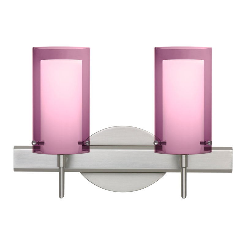 Éclairage pour meuble-lavabo 2 lumières Morena, Améthyste transparente / opale, Nickel satiné
