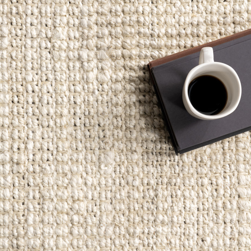 Karmine Jute Runner Rug for Dining Room Living Room Entryway Hallway Kitchen, Off White, Oval 5' x 8'