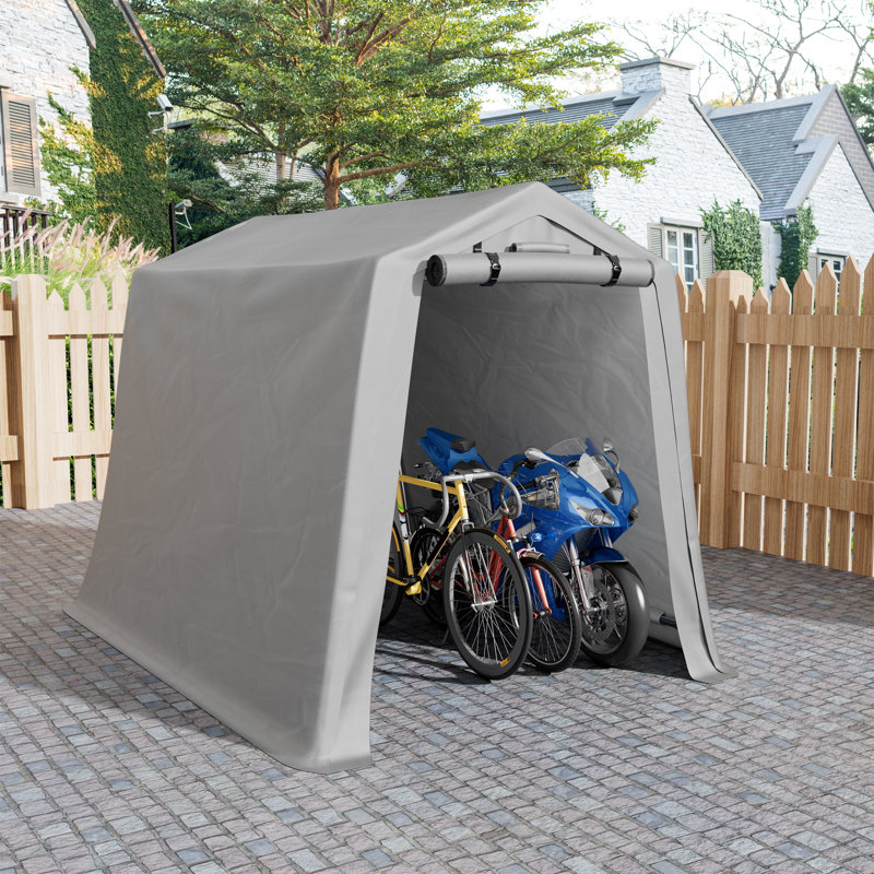 Polypropylene Portable Storage Shed, Gray, 85" H x 77" W x 99" D