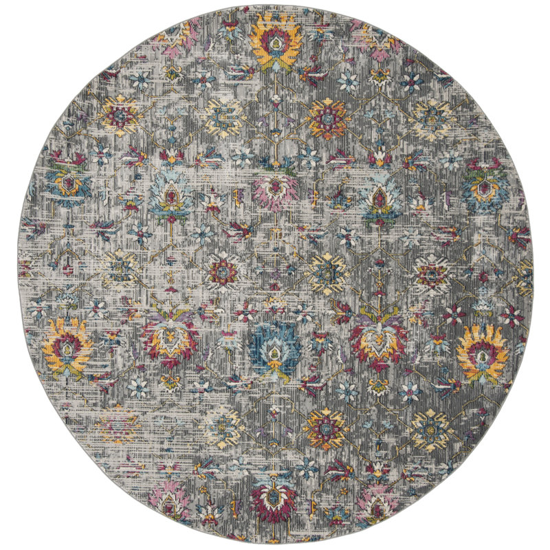 Givens Floral Hand Woven Area Rug, Round 201 cm