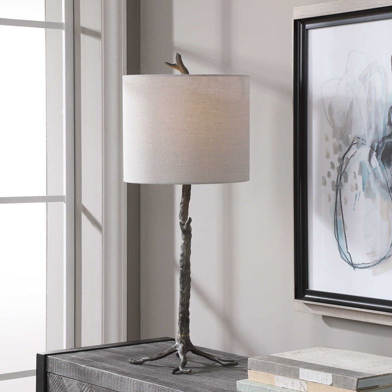 Lampe de table standard 30 po Carlo, Beige, Bronze foncé
