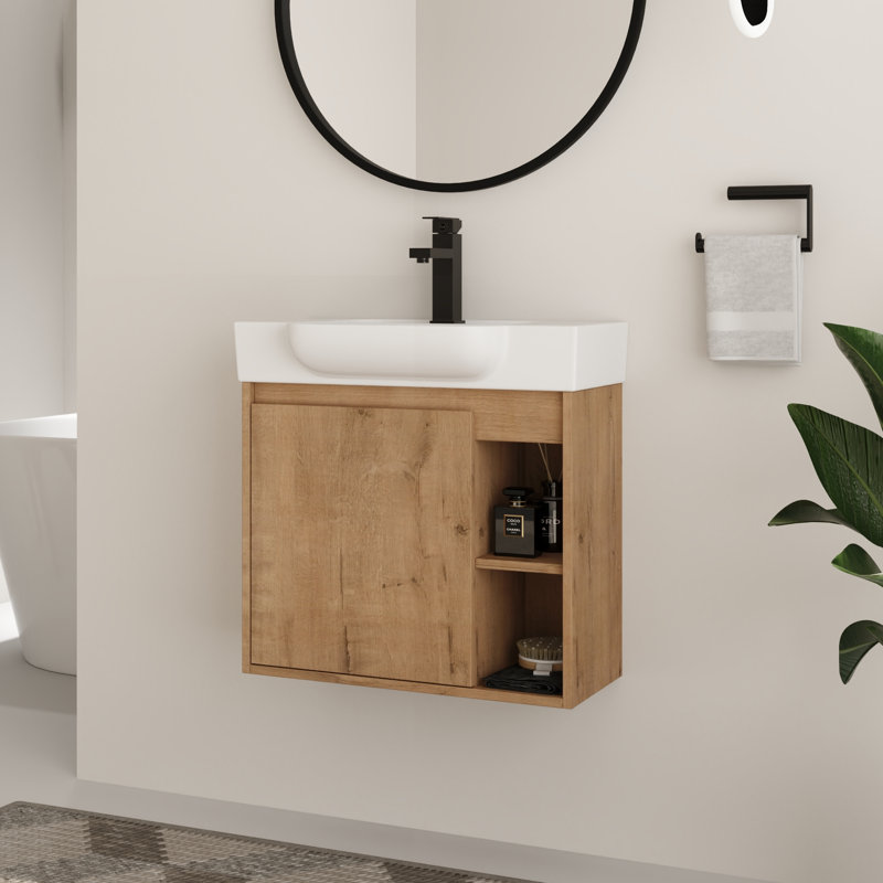 Ensemble de meuble-lavabo simple mural 24 po avec plateau en céramique Oakchade, 24"