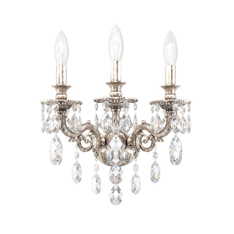 3 - Light Candle Wall Light, Incandescent, Strass Clear, Aurum