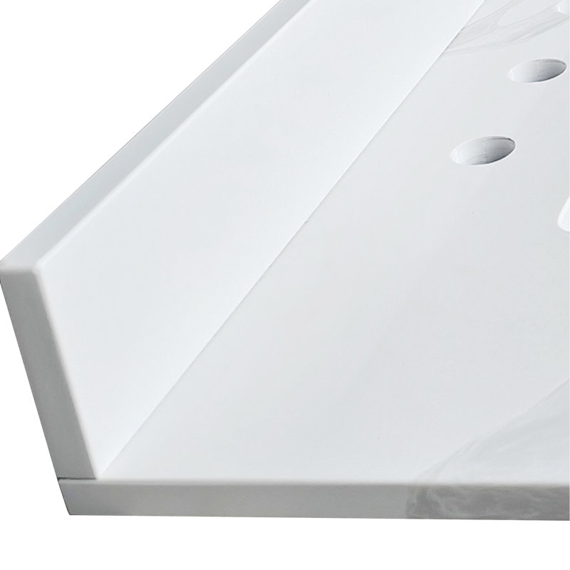 Comptoir de salle de bain en quartz 31 po avec lavabo simple, 4 dosserets hauts, 3 trous de robinet pré-percés, teinture, style moderne pour meuble-lavabo blanc rafraîchissant, projet de remodelage de la chaleur sous le comptoir