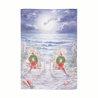 Christmas on the Beach Suede Garden Flag