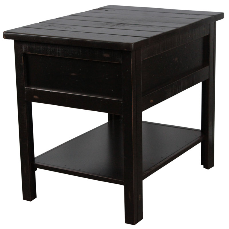 Table de bout rustique Canales, Noir rustique antique