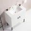 Meuble-lavabo de 30 po avec pieds en métal, avec cuve en céramique blanche, deux portes d'armoire à fermeture en douceur, bois massif, sans les robinets, blanc