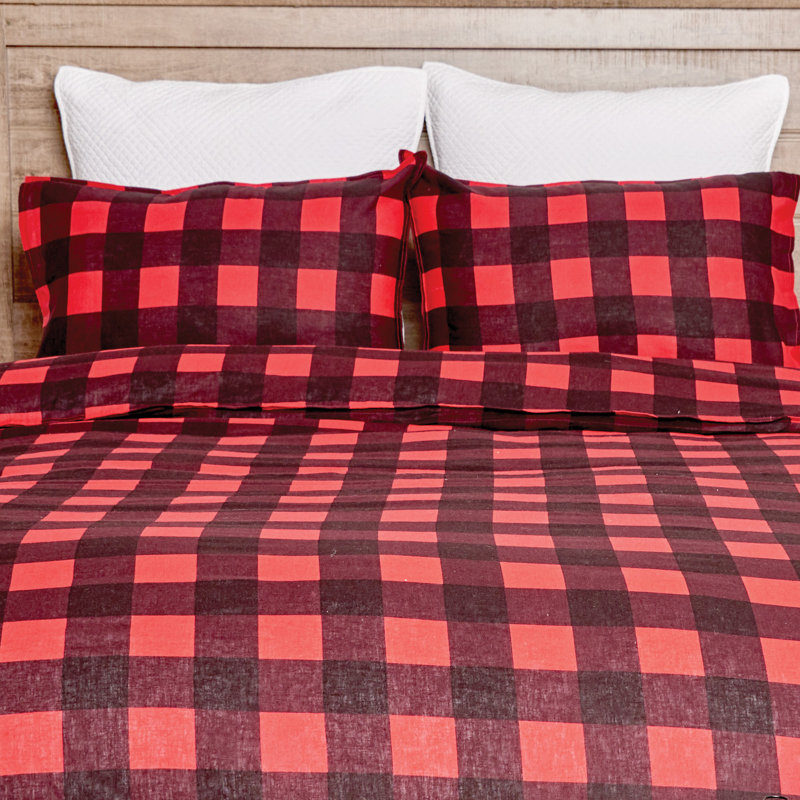 Ensemble de housse de couette réversible Peyton, Rouge, Housse de couette très grand et 2 taies décorati